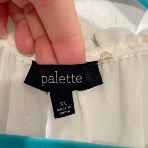 Palette White & Gold Polka Dot Sheer Blouse - Size XL - Picture 5 of 8